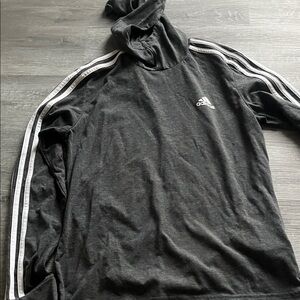 adidas Black Hooded Sweatshirt with White Three-Stripes
